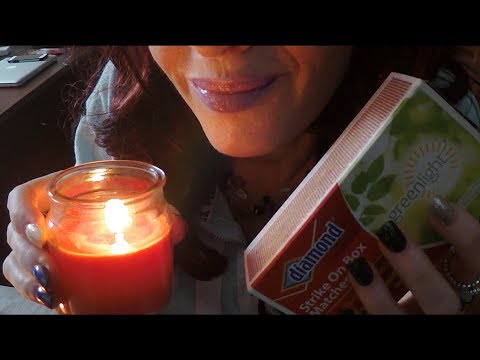 ASMR Candle Lighting & Tapping.  Relaxing Whisper and Crackling.