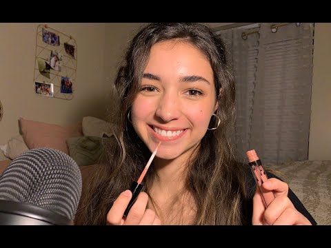 ASMR Applying 100 Layers of Lipgloss | whispers, mouth sounds, lid sounds