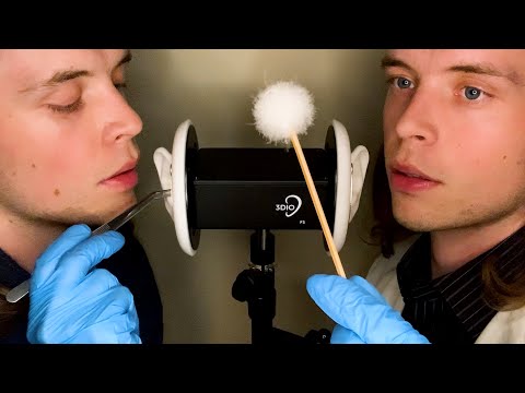 ASMR Deep Twin Ear Cleaning Exam & Up Close Whispering (Doctor Roleplay)