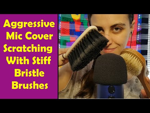 ASMR Fast & Aggressive Mic Scratching with Stiff Bristle Brushes On Cover - No Talking After Intro