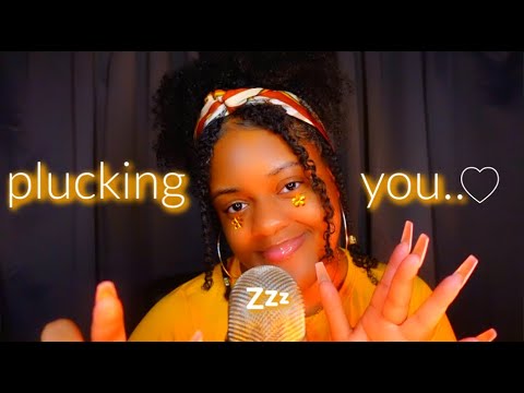 ASMR ✨Plucking You To Sleep 💛🥱✨(Dry Mouth Sounds, Sleep Inducing, Tingly Visuals ♡)