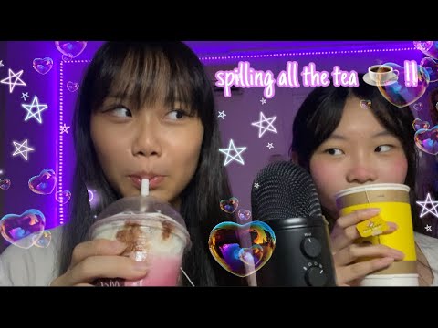 ASMR close up clicky whisper ramble ft my friend💗(spilling all the tea👀☕️)