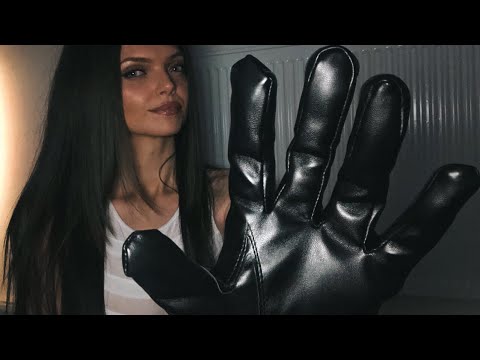 ASMR ~ Leather glove sounds and kisses | Hand movements & mouth sounds | No talking