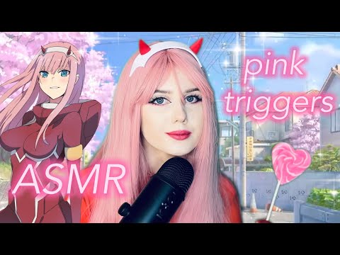 ASMR Zero Two 02 🌙 Pink Triggers For Sleep  Glass , Food , Fur , Tapping💕