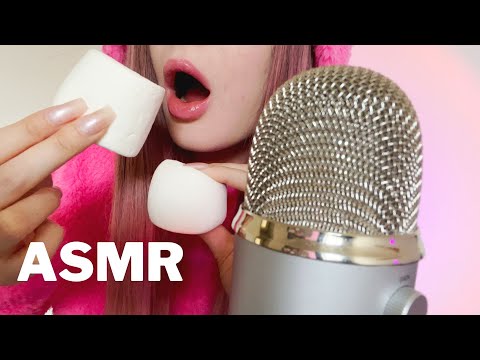 ASMR Chewing / Sticky Eating Sounds BIG MARSHMALLOWS ☁️