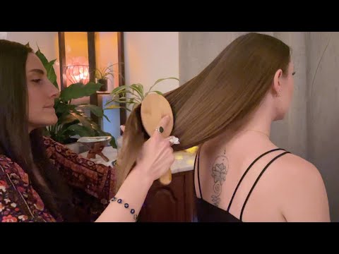 ASMR Reiki With My Best Friend | Hair Play, Brushing, Jade Comb, Feathers, Whisper (Real Person) ✨