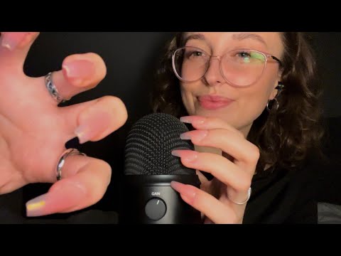 ASMR fast bare mic scratching with layered mouth sounds and inaudible whispers