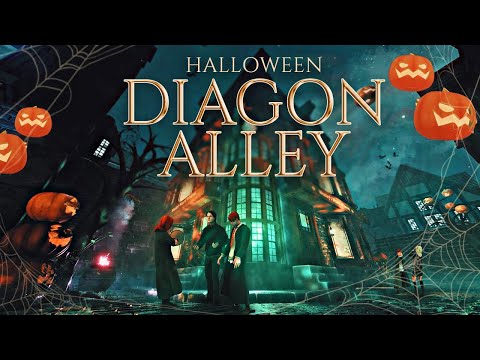 Diagon Alley's Halloween Fair 🎃✨💀 Ambience & Music | Market crowd, Ghosts, Bats, Cauldrons & More