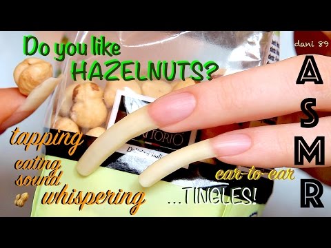 🥜 ear-to-ear ASMR 🎧 TAPPING + italian WHISPERING + soft eating sound with HAZELNUTS! 🥜 ✶ so tingly 😴