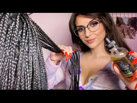 That Girl At The Sleepover Party Oils Your New Braids & Scratches Itchy Scalp ~ 💗 ASMR hair play