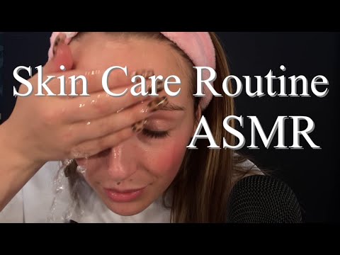 ASMR my skin care routine | liquid sounds, face touching, relaxing, very tingley