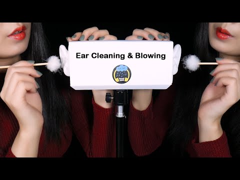 ASMR Twin Ear Cleaning & Blowing, Touching | Cotton Swab, Fluffy Ear Pick (No Talking)