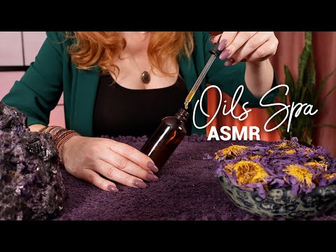 ASMR Blue Lotus Spa 💙 Facial Oils Appointment 💙 Dropper Bottles, Crystals, Sleepy Speaking
