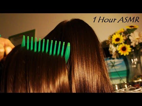 ASMR 1 Hour Night-Time Hair Brushing w. JUMBO/ Colorful Combs & Brushes, Scalp Scratching + Hairplay