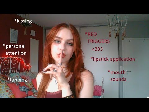 ASMR red triggers | mouthsounds, lipstick application, personal attention... asmr deutsch/german