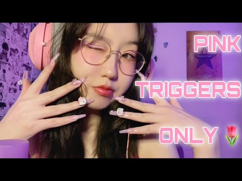 ASMR | PINK TRIGGERS 💅🏻💞 Tapping & Scratching (nail sounds, hand movements + more!)
