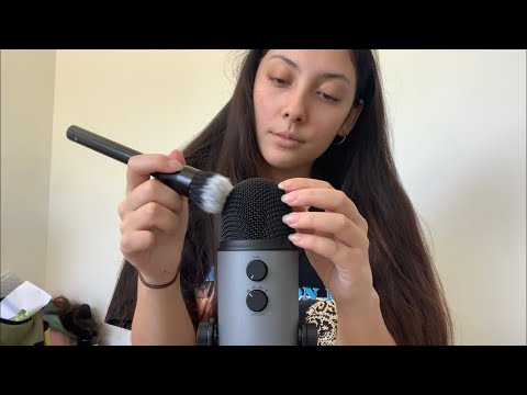 ASMR Scratching & Brushing The Mic With Natural Nails + Tapping | Whispered