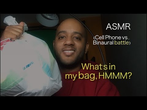 ASMR Ramble | What's in My Bag, HMMM? | Cell Phone vs. Binaural Sound | Whispering | Trigger Fest