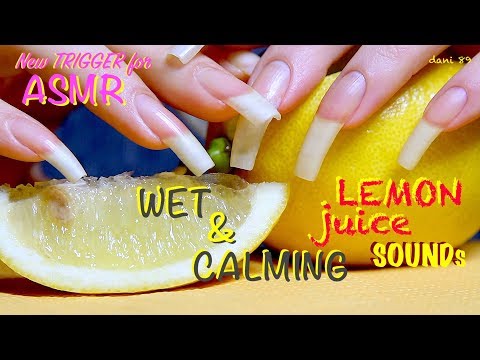 🍋 Best sound ever! NEW TRIGGER with LEMON 🍋 Wet & so calming ASMR! 🎧 My long natural bare NAILS