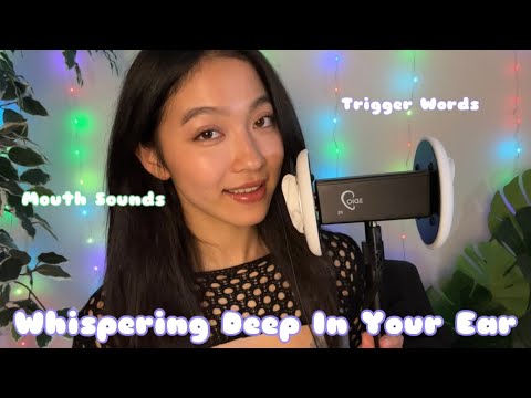 ASMR 👄 Whispering Deep In Your Ears 👂🏼 Trigger Words & Ear Rubbing/Tapping