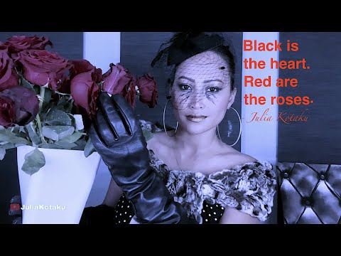 ASMR Long Leather Gloves And Red Roses