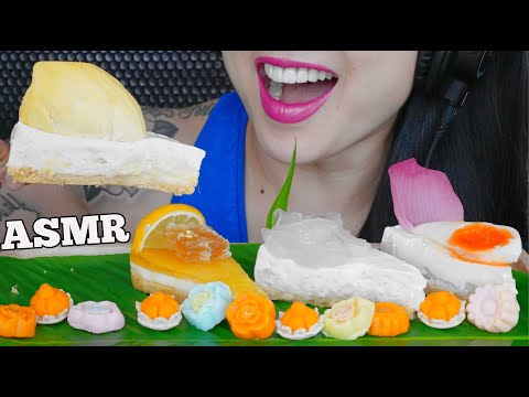 ASMR THAI CAKES *DURIAN + HONEYCOMB + COCONUT + SWEET EGG (EATING SOUNDS) LIGHT WHISPERS | SAS-ASMR