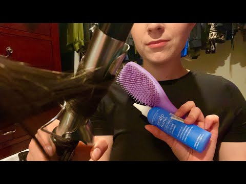 ASMR Doing Your Hair for a Date (hair curling, brushing & sectioning) Pt 2 of the 15k Special