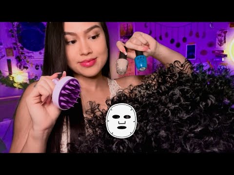 ASMR Sleepover w/ Girl In the Back of The Class | Gossip Nails Skin Playing With Your Curly Hair