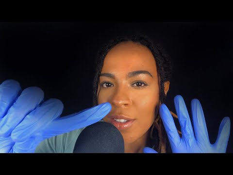 Fast (?) ASMR - UNPREDICTABLE Hand Movements w/ Latex Gloves (inaudible whispering, tongue clicks)