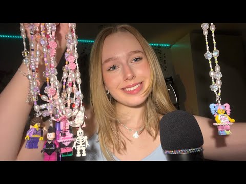 ASMR beaded necklace collection | homemade jewelry, bead sounds and rambling