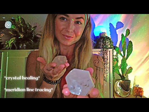 [Reiki ASMR] ~ ☝🏼tracing YOUR energetic meridians👉🏽 crystal healing & trigger points for relaxation