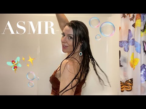 asmr HAIR PLAY | hair washing, shower + water sounds, and whispering to u for RELAXATION and SLEEP