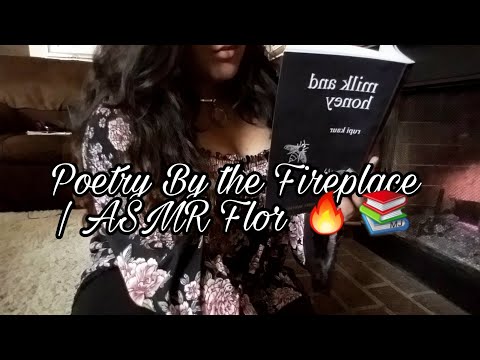ASMR | Fireside Cozy Poetry Reading Part 2 (page turning, fire, soft spoken)