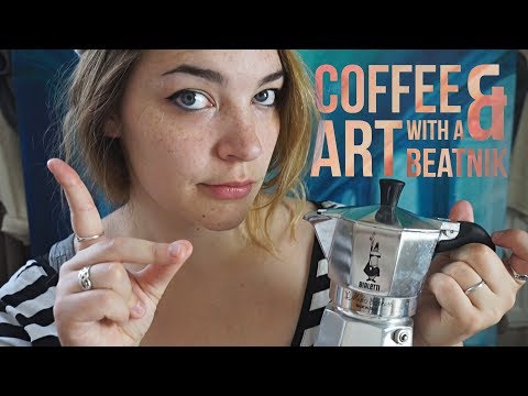 ASMR Bitchy Beatnik Teaches You How to Paint! Coffee, Paint, Tapping [Binaural]
