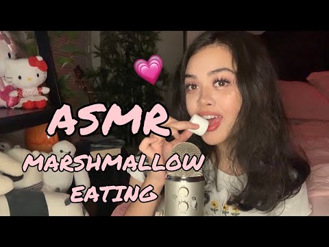 ASMR slow marshmallow eating sounds, close to mic