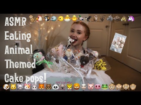 ASMR~ Eating Cake Pops - Animal Themed! 🐷🦁🐔🐵🐼🍰🐱🐶🐻🦄 🐑🦒