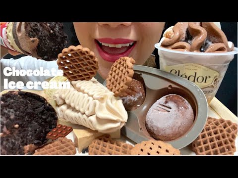 ASMR KOREAN CHOCOLATE ICE CREAM, MOCHI ICE CREAM, 빵빠레, 초코 아이스크림 먹방 |CURIE.ASMR