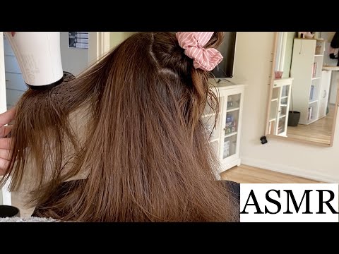 ASMR | Gentle blow drying with lots of hair brushing & hair sectioning 🩷 (no talking)