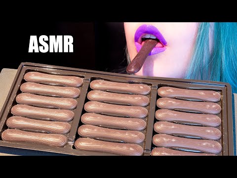 ASMR: CAT'S TONGUES CHOCOLATE | Crunchy Flat Chocolates 🐱🍫 ~ Relaxing Eating [No Talking|V] 😻