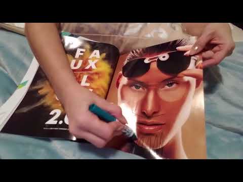 ASMR - Glossy Magazine page flipping drawing and tapping