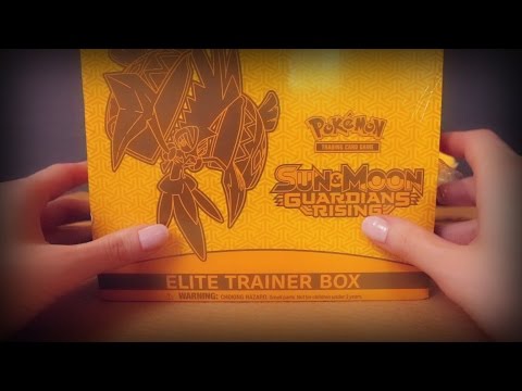 [ASMR] Pokemon Sun and Moon Guardians Rising Elite Trainer Box Opening ~ Crinkles, Shuffling