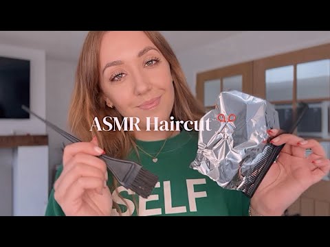ASMR Haircut - Highlights, Foils, Washing, Cutting and Styling Your Hair