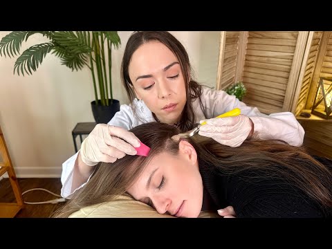 ASMR Scalp Check & Treatment - (Sensitivity Scalp Tests, Sharp or Dull) Real Person Medical Exam