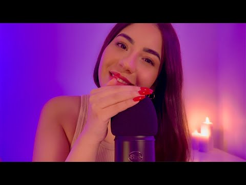 ASMR | Super Sensitive Mouth Sounds + Slow Hand Movements + Microphone Brushing In a Dark Cozy Room