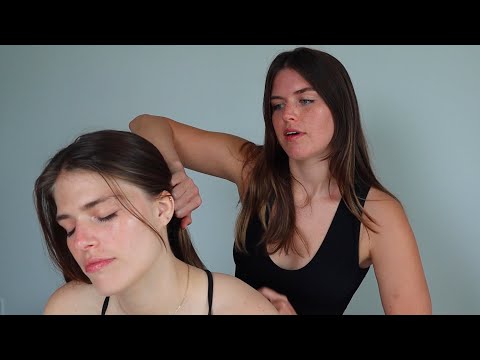 ASMR relaxing hair play with my sister Katie (whisper/soft spoken)