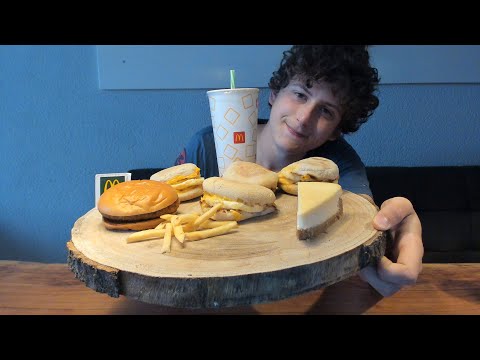 ASMR Eating MCDONALD'S *Eating Sounds* ( Mcmuffin, Cheesecake, Double EggMcmuffin And Ice Tea )