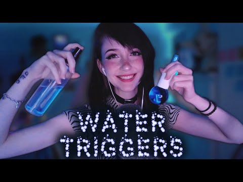 ASMR ☾ tingly Water & Liquid sounds 💦 spray on mic, ice globes, waves in a bottle 💜