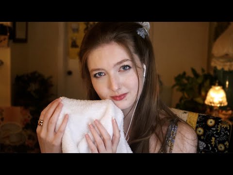 ASMR Fluffy Towel & Ear Cleaning Sounds ✨- 3dio