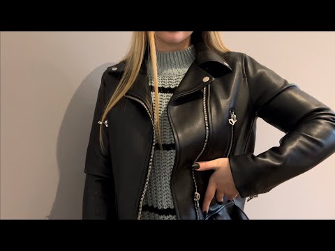ASMR | ONLY LEATHER SOUNDS🖤 (lot's of tapping and scratching with long nails)