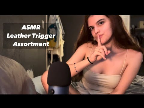 ASMR Tapping and Scratching on Leather Items w/ Clothes Scratching |Custom Vid